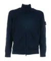 Stone Island Long-sleeved Knitted Cardigan In Blue