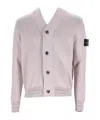 Stone Island Long-sleeved Knitted Cardigan In White