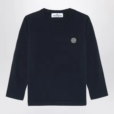 Stone Island Kids' Long-sleeved Navy Blue T-shirt