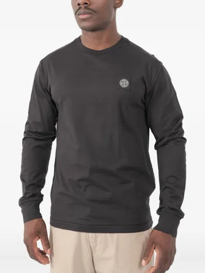 Stone Island Mens Charcoal Cotton Jersey Long-sleeve T-shirt In Gray