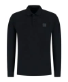 Stone Island Navy 2200011 Long Sleeve Cotton Jersey Polo In Black