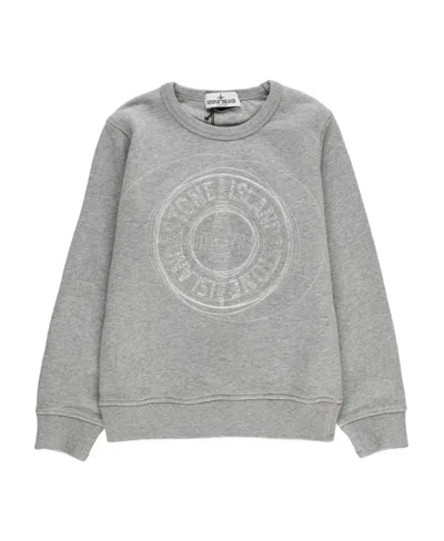Stone Island Long-sleeved Round-neck Sweater In Gray
