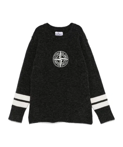 Stone Island Long-sleeved Round-neck Sweater In Gray