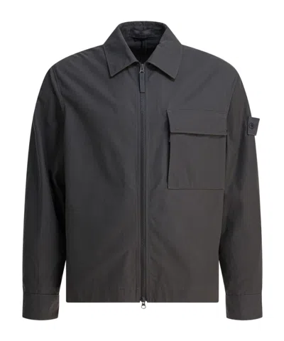 Stone Island Long-sleeved Shirt Jacket In Gray