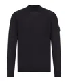 Stone Island Long Sleeve Ribbed Cuff Crew Neck Sweater In Black
