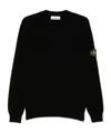 Stone Island Lightweight Wool Crew Neck Pullover In Black