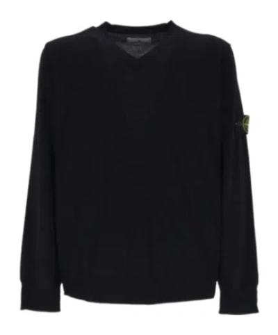 Stone Island Long-sleeved Sweater In Blue