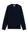 Stone Island Lightweight Wool Crew Neck Pullover In Black
