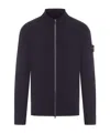 Stone Island Compass Patch Zipped Sweatshirt In Blue