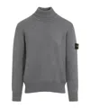 Stone Island Compass-patch Grey Wool Knitwear Jumper In Gray