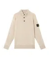Stone Island Mens Desert Melange Wool Half-button Jumper In Neutral
