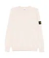 Stone Island Beige Long-sleeved Sweater With Distinctive Logo Patch In White