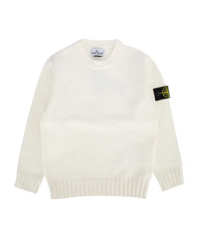 Stone Island Long-sleeved Sweater In Bianco