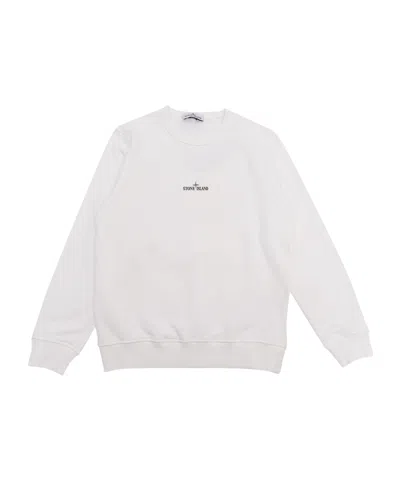 Stone Island Kids' Long-sleeved Sweater In White