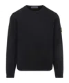 Stone Island Crewneck Sweatshirt With Ribbed Detailing And Logo Patch In Black