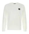 Stone Island White Long-sleeve Crewneck T-shirt With Logo Patch On The Front In Cotton Man In White