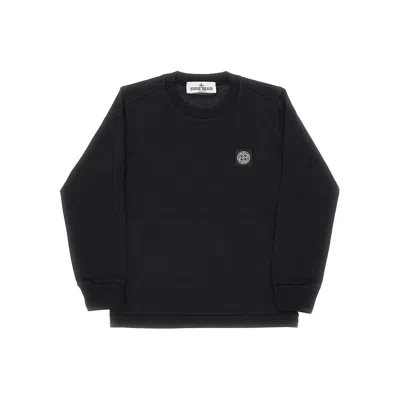 Stone Island Long-sleeved T-shirt With Compass Rose Patch Kids In Black