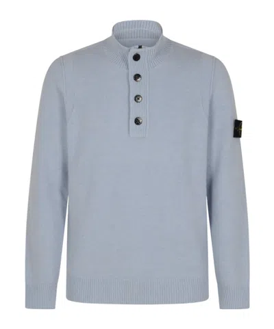 Stone Island Long-sleeved Turtleneck Sweater In Blue