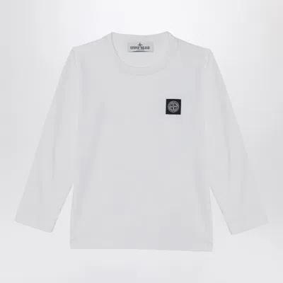 Stone Island Kids' Long-sleeved White T-shirt