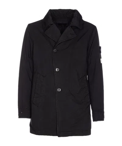 Stone Island Long-sleeved Windbreaker In Black