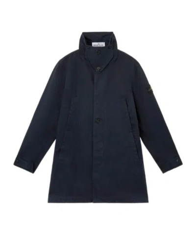 Stone Island Long-sleeved Windbreaker In Blue