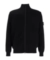 Stone Island Long-sleeved Zipper Cardigan In Black