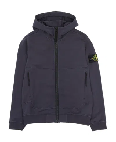 Stone Island Long-sleeved Zipper Casual Jacket In Blue