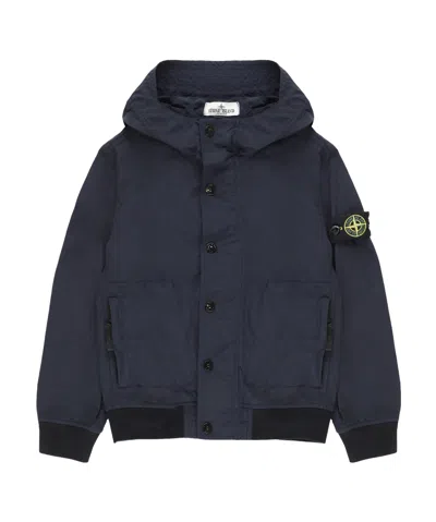 Stone Island Long-sleeved Zipper Jacket In Blue