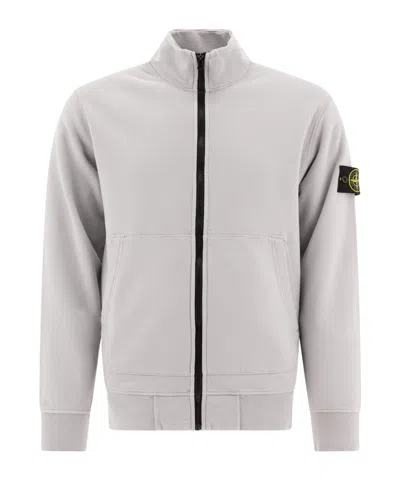 Stone Island Long-sleeved Zipper Sweatshirt In Gray