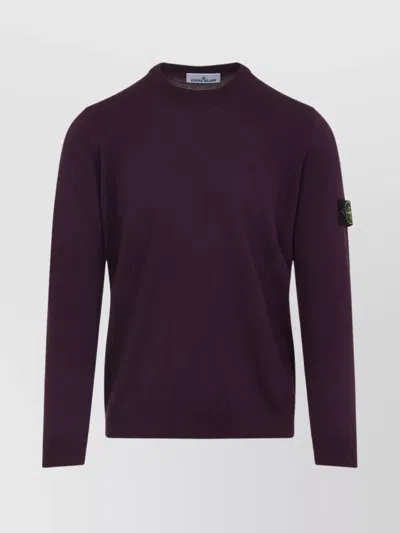 Stone Island Long Sleeves Amaranth Wool Sweater In Red