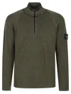 Stone Island Khaki 5100024 Full Rib Rws Wool Sweatshirt In Green