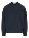 Stone Island Crew Neck Sweatshirt In Organic Brushed Cotton In Blue