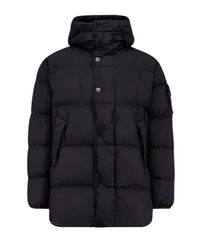 Stone Island Long-sleeve Hooded Padded Jacket In Black