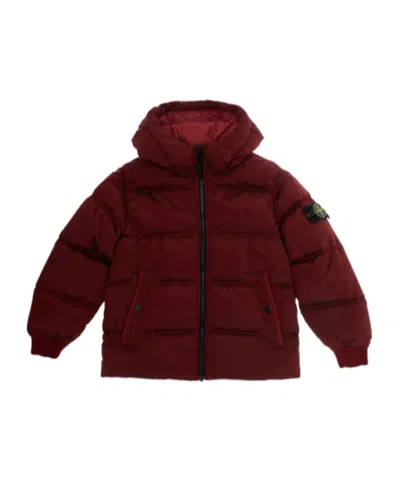 Stone Island Long-sleeve Hooded Padded Jacket In Burgundy