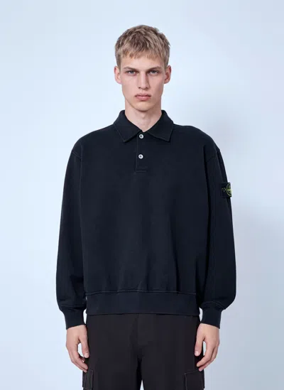 Stone Island Longsleeve Polo In Blue
