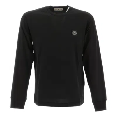 Stone Island Long-sleeved Slim Fit T-shirt With Compass Patch In Black