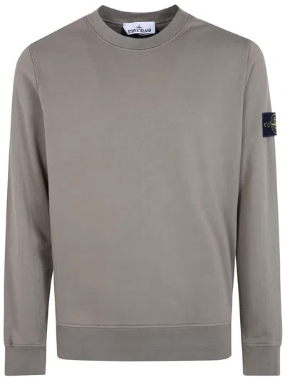 Stone Island Long-sleeved Badge-detail Sweatshirt In Gray