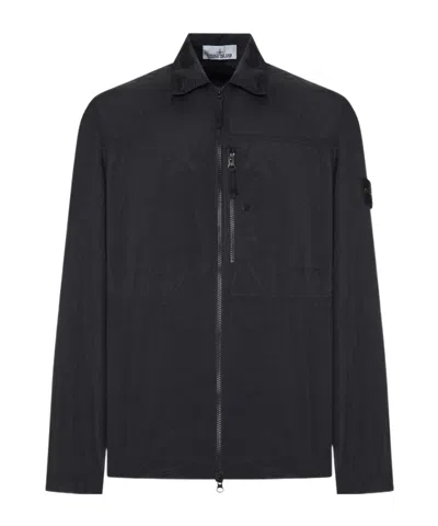 Stone Island Long-sleeved Casual Jacket In Black