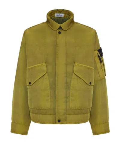 Stone Island Long-sleeved Casual Jacket With Patch Pockets In Green