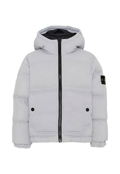 Stone Island Long-sleeved Cotton-padded Jacket In Gray