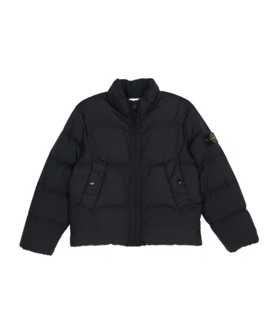 Stone Island Long-sleeved Down Jacket In Black