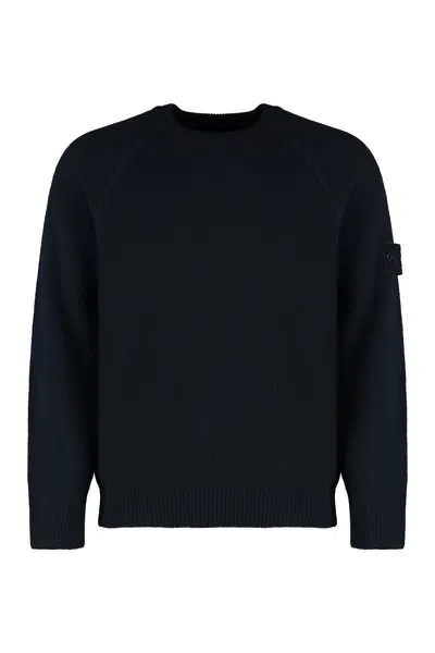 Stone Island Long-sleeves Logo-patch Sweater In Blue