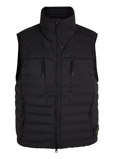 Stone Island Loom Quilted Shell Gilet In Black