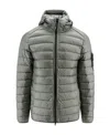 Stone Island Padded And Quilted Nylon Jacket With Removable Logo Patch In Green