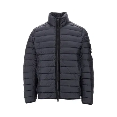 Stone Island Loom Woven Chambers Nylon Down Jacket In Blue