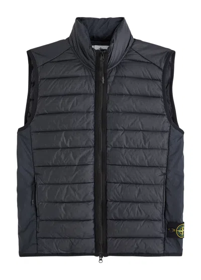 Stone Island Loom Woven Chambers Quilted Gilet In Navy
