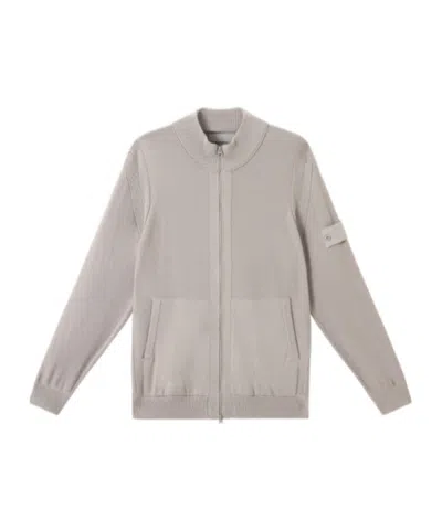 Stone Island Loose Fit Cardigan With Two-way Zip In Gray