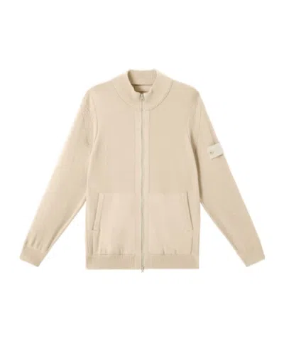 Stone Island Loose Fit Cardigan With Two-way Zip In Nude