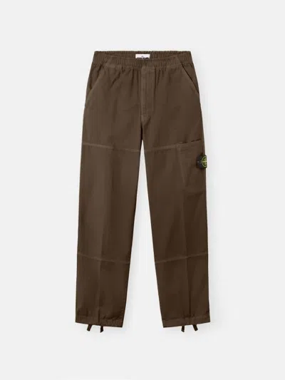 Stone Island Loose-fit Cargo Trousers With Elasticated Waistband In Brown