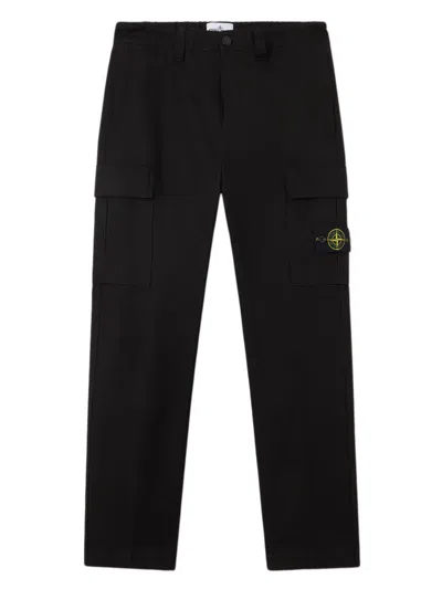 Stone Island Loose Fit Cargo Pants With Vertical Pockets In Black